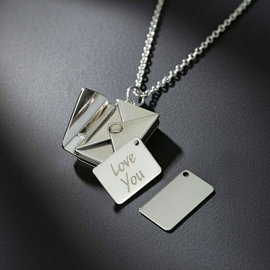 Fashion Envelope Pendant Necklace, Stainless Steel Titanium Steel Plating SILVER