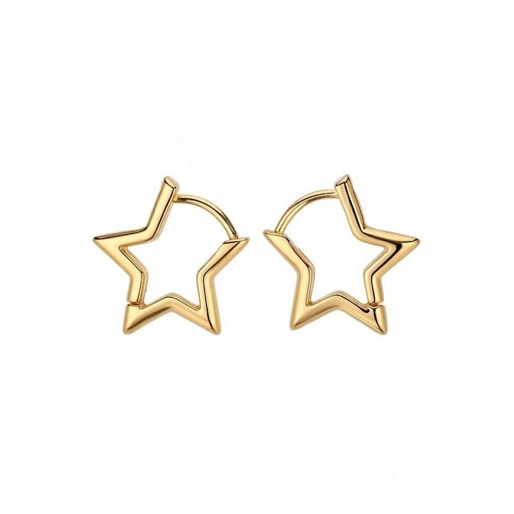 Gold Plated Stainless steel Star earring 1 pair