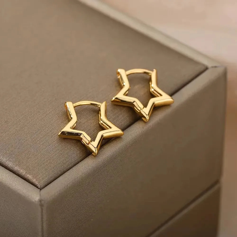 Gold Plated Stainless steel Star earring 1 pair