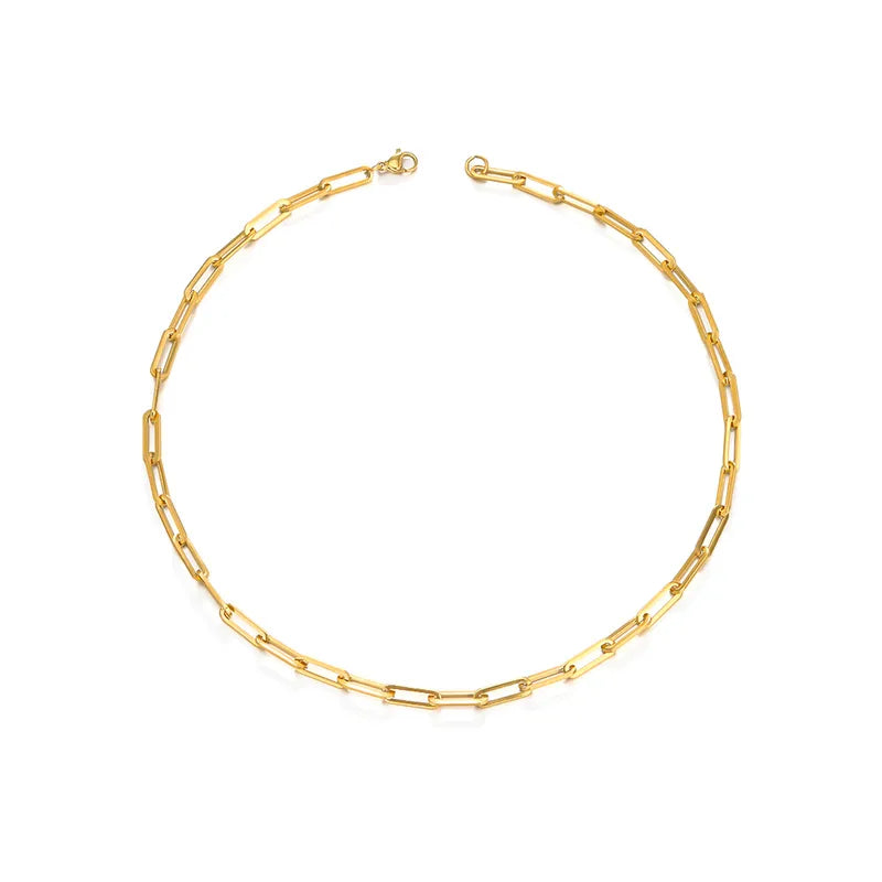 Block Style mid size stainless steel necklace in gold