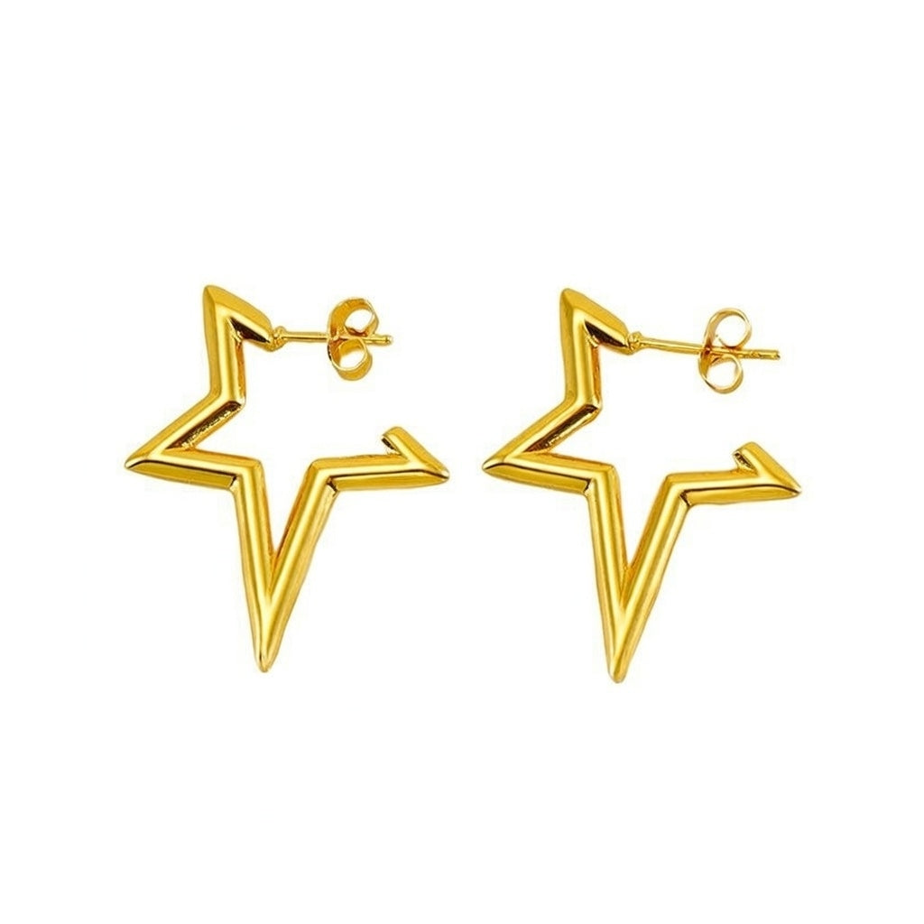 1 Pair Lady Star Style Geometric Plating Titanium Steel Earrings