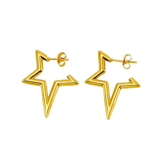 1 Pair Lady Star Style Geometric Plating Titanium Steel Earrings