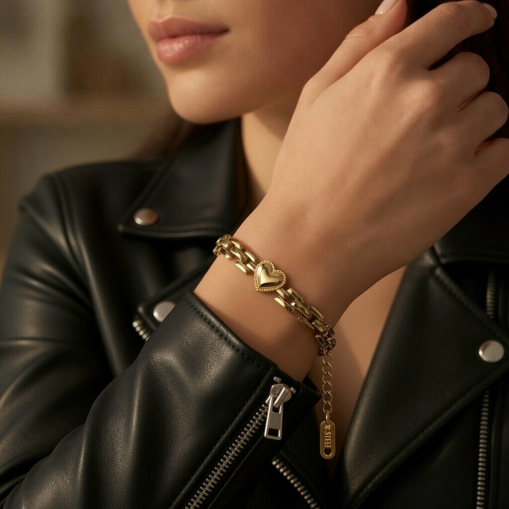 18K gold plated Stainless steel "Heart" bracelet