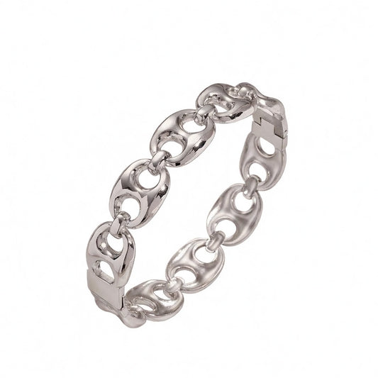 Winnie, Coffee Bean Style Bracelet, Steel Polished Finish Plated For Women