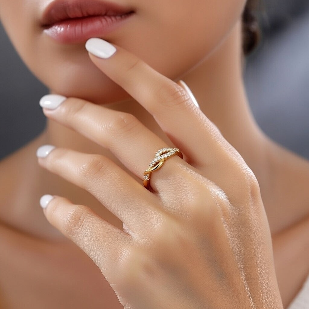 Luxie, Stainless Steel, Plating Inlay Pearl Zircon Open Ring 1 Piece Gold