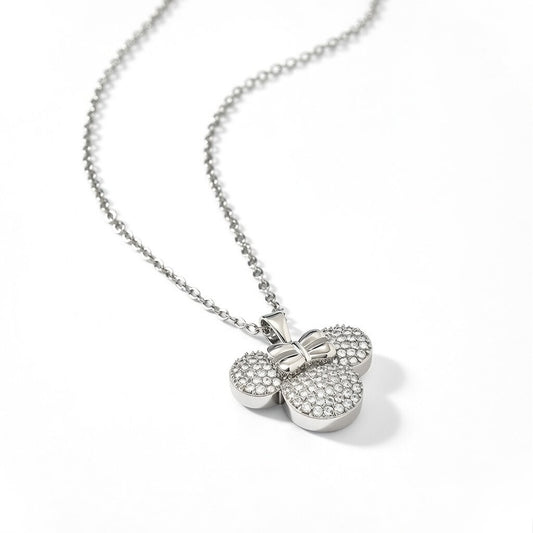 Silver Mickey Style Crown Geometric Titanium Steel 18K Gold Plated Necklaces