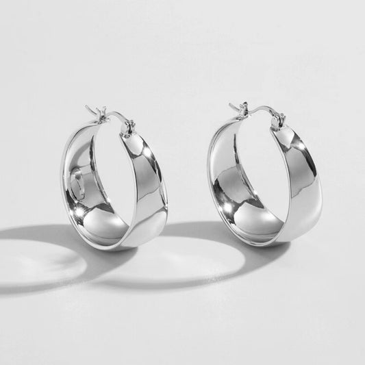 Mariah, Retro Plated Hoops in Steel