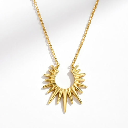 Irregular half circle pendant necklace