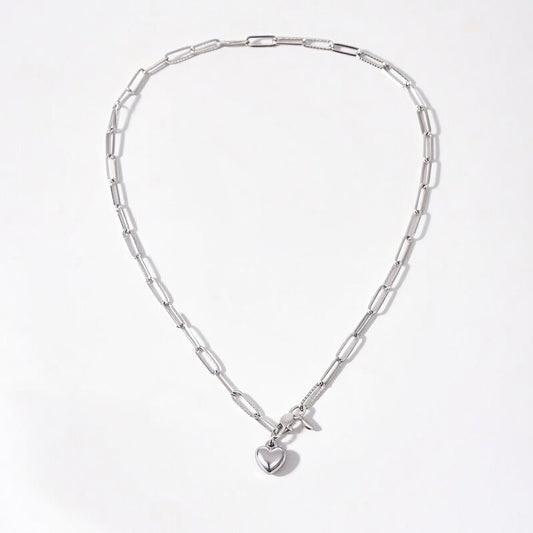 Silver Heart Shape Stainless Steel Handmade Pendant Necklace