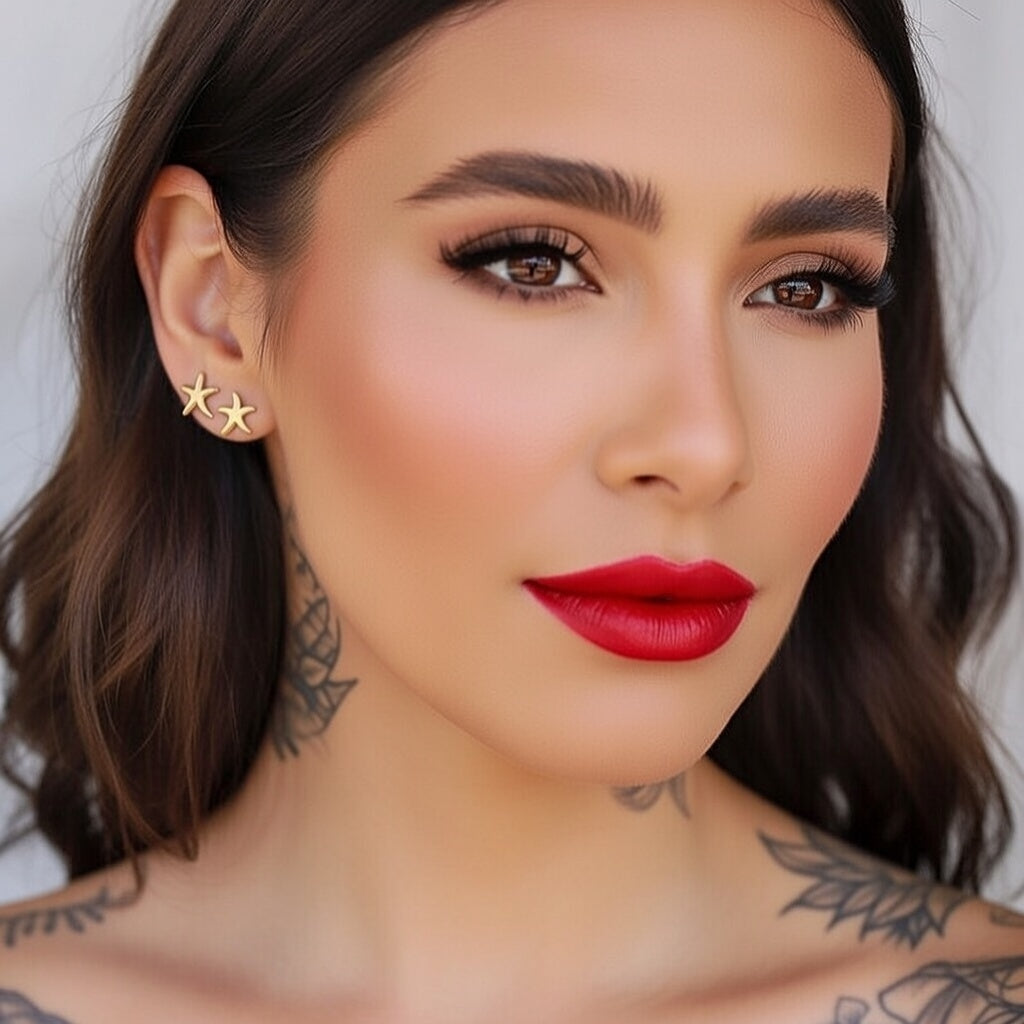 Daily Star Stud Earrings  Stainless Steel 18K Gold Plated Vacuum Electroplating