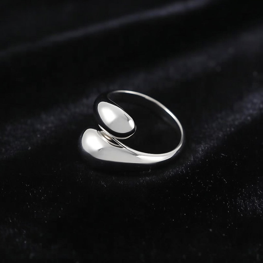 Aerie G, Droplets 18K Gold Plated Metal Adjustable Open Rings in Platinum Plated