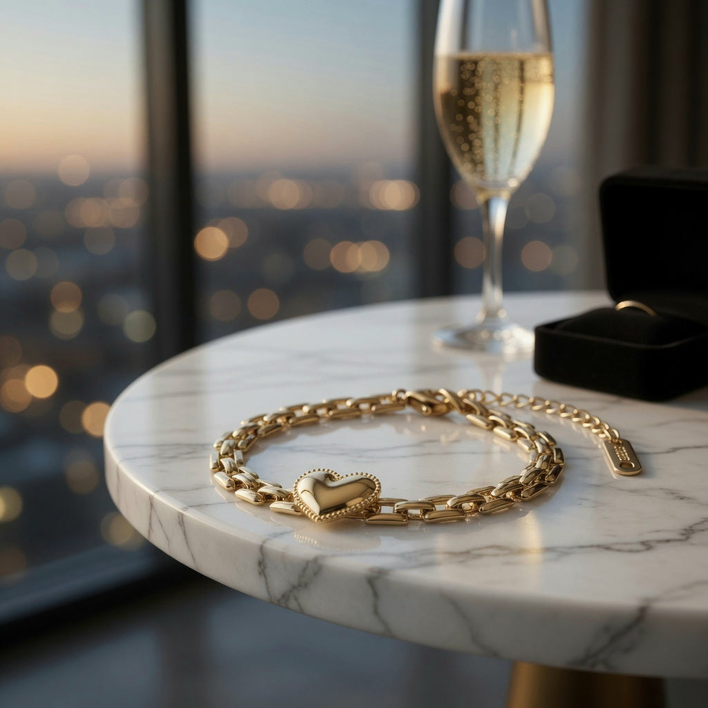 18K gold plated Stainless steel "Heart" bracelet