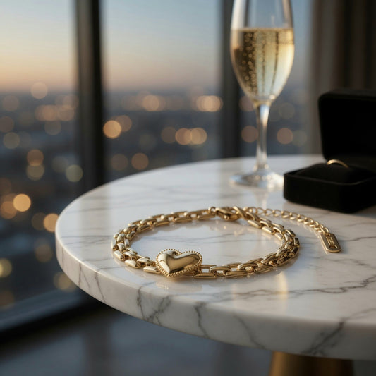 18K gold plated Stainless steel "Heart" bracelet