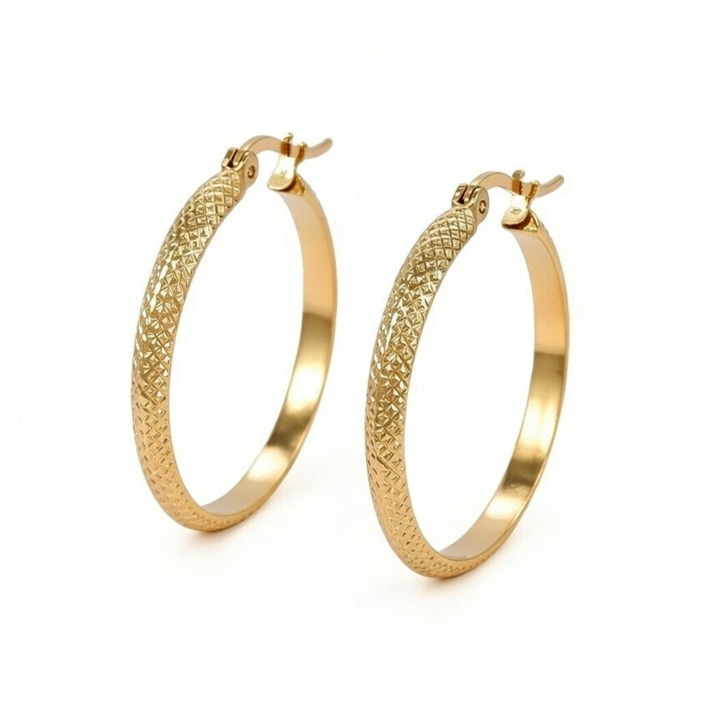 304 Stainless Steel Round Electroplating 18K Real Gold Plated Simple Style Earrings