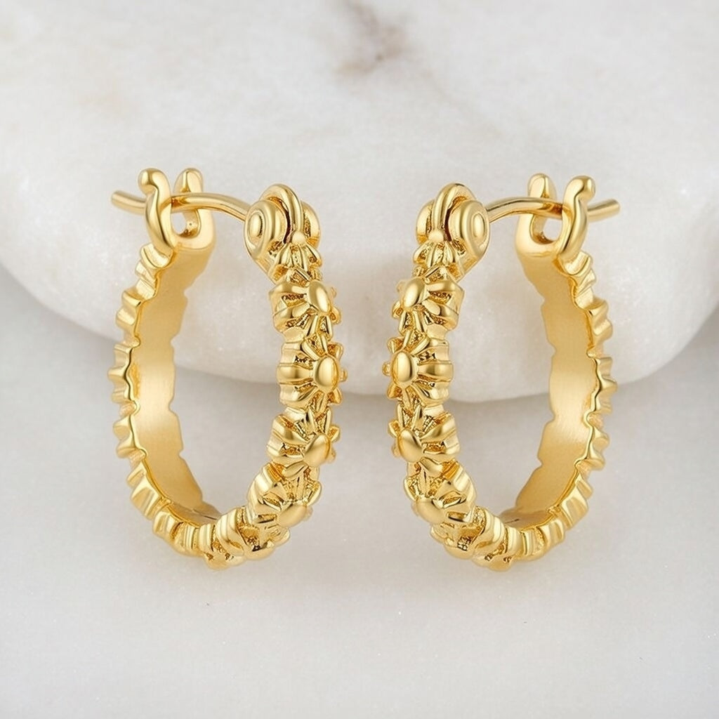 Zelda, Circle Electroplating 18K Real Gold Plated Hoop Earrings 1 Pair