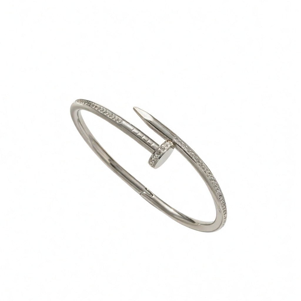 Jaz, NailHead Stainless Steel 18K Gold Plated Bangles Bracelet Steel Color