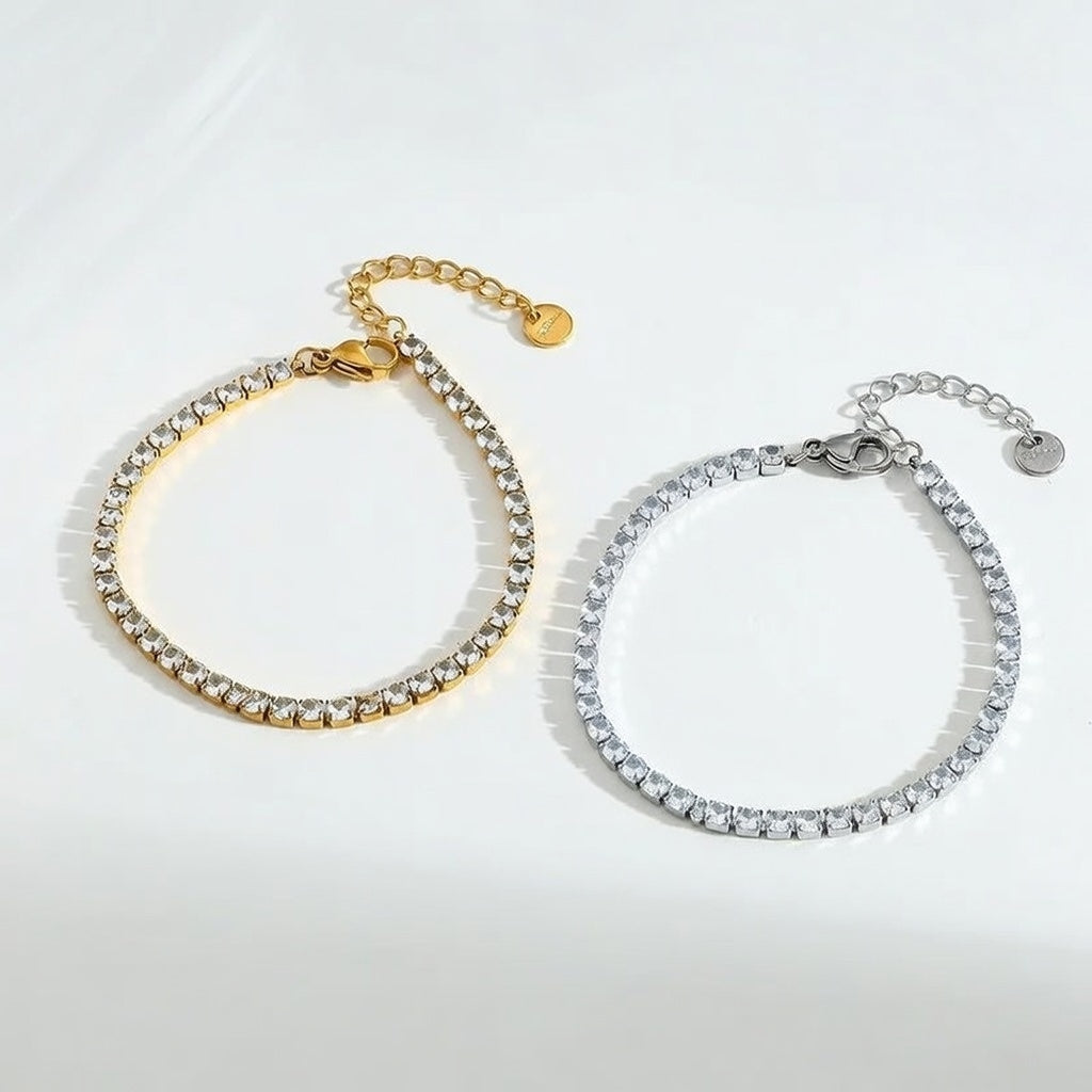 Everyday Girl Stainless Steel Zircon Chain Tennis Bracelet Silver