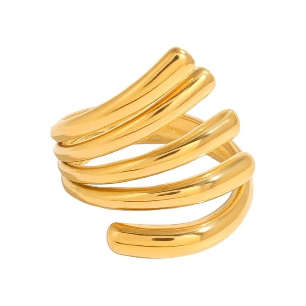 Casual Everyday, PVD Coated Real Gold Plated Stainless Steel Open Ring