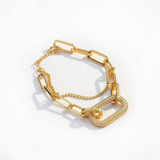 Silvania, Geometric Square Zircon Chain Bracelet for women