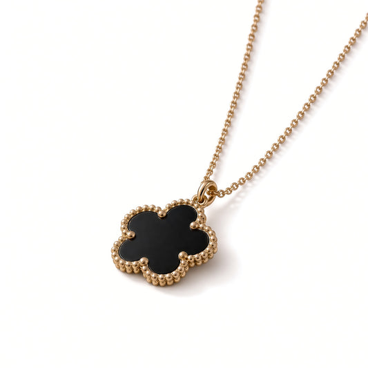 Asha Black Flower Power PVD Gold-Plated Steel Pendant Necklace