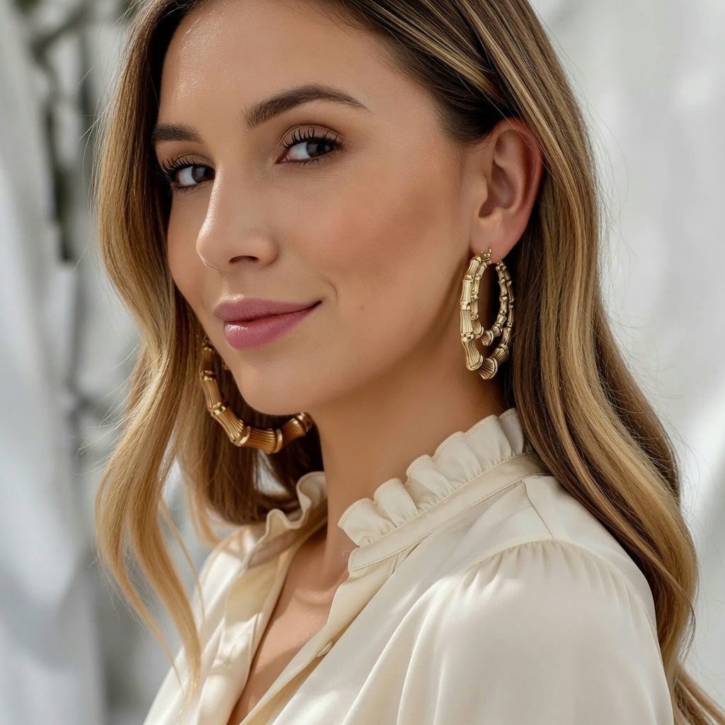 1 Pair Elegant Classic Style Bamboo Joint Plating Alloy Earrings