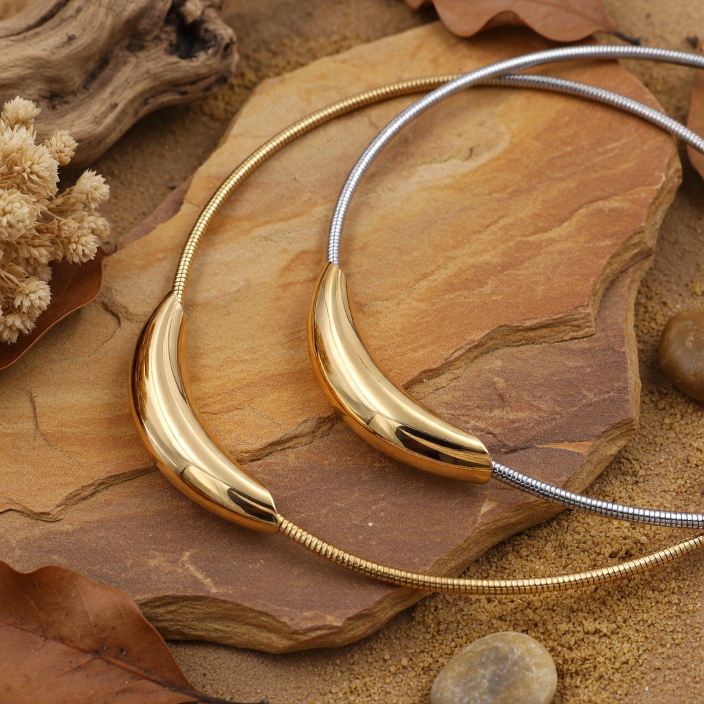 Aviana, Round Stainless Steel /  Titanium Steel Plating Choker