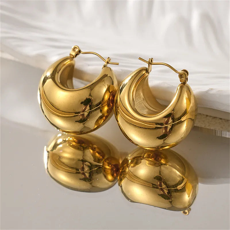 Scarlett, PVD Coated, 18K Gold Plated Solid Gold Color Drop Stainless Steel Retro Earrings