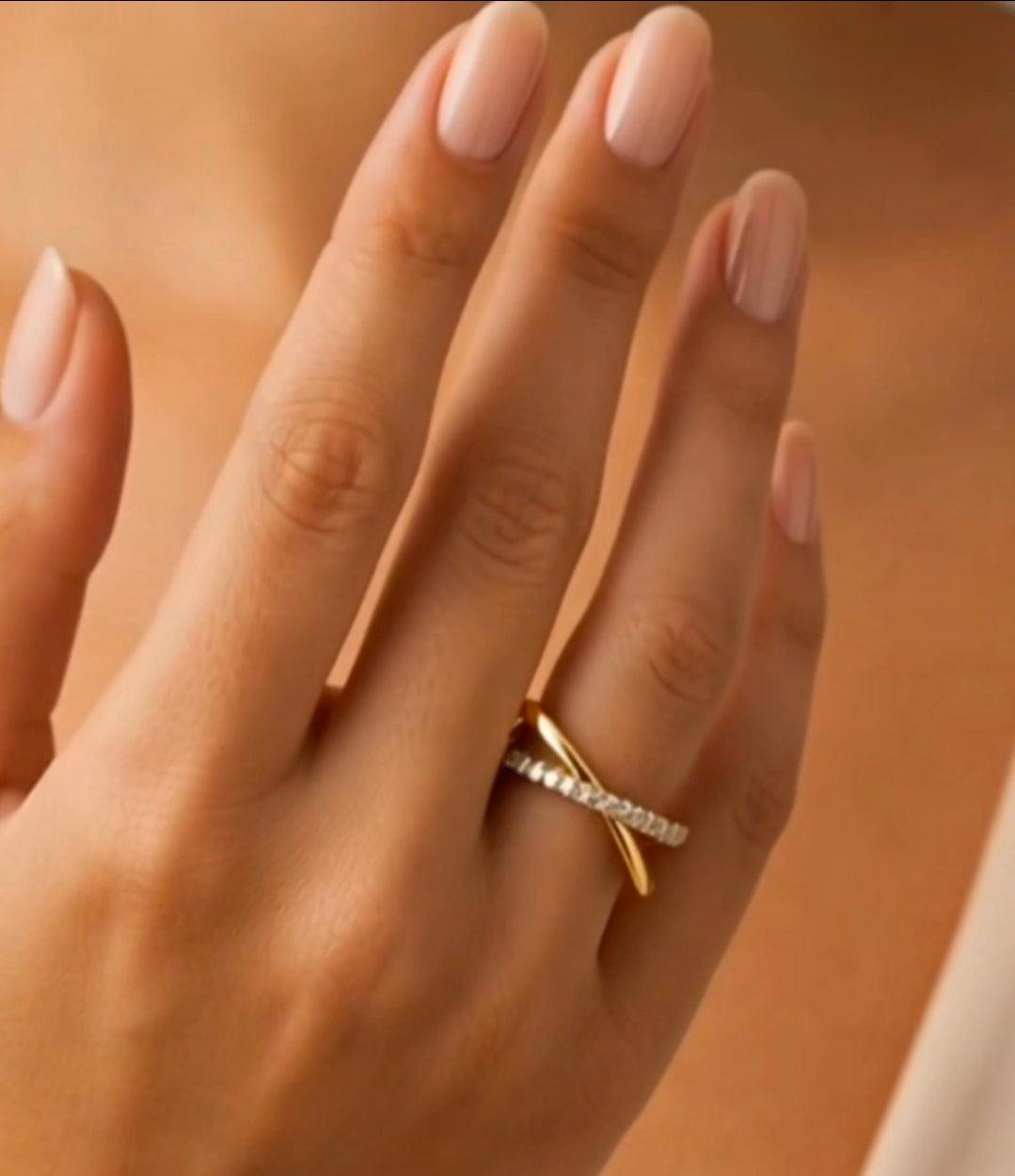 Spring Copper Plating Inlay Pearl Zircon Open Ring,