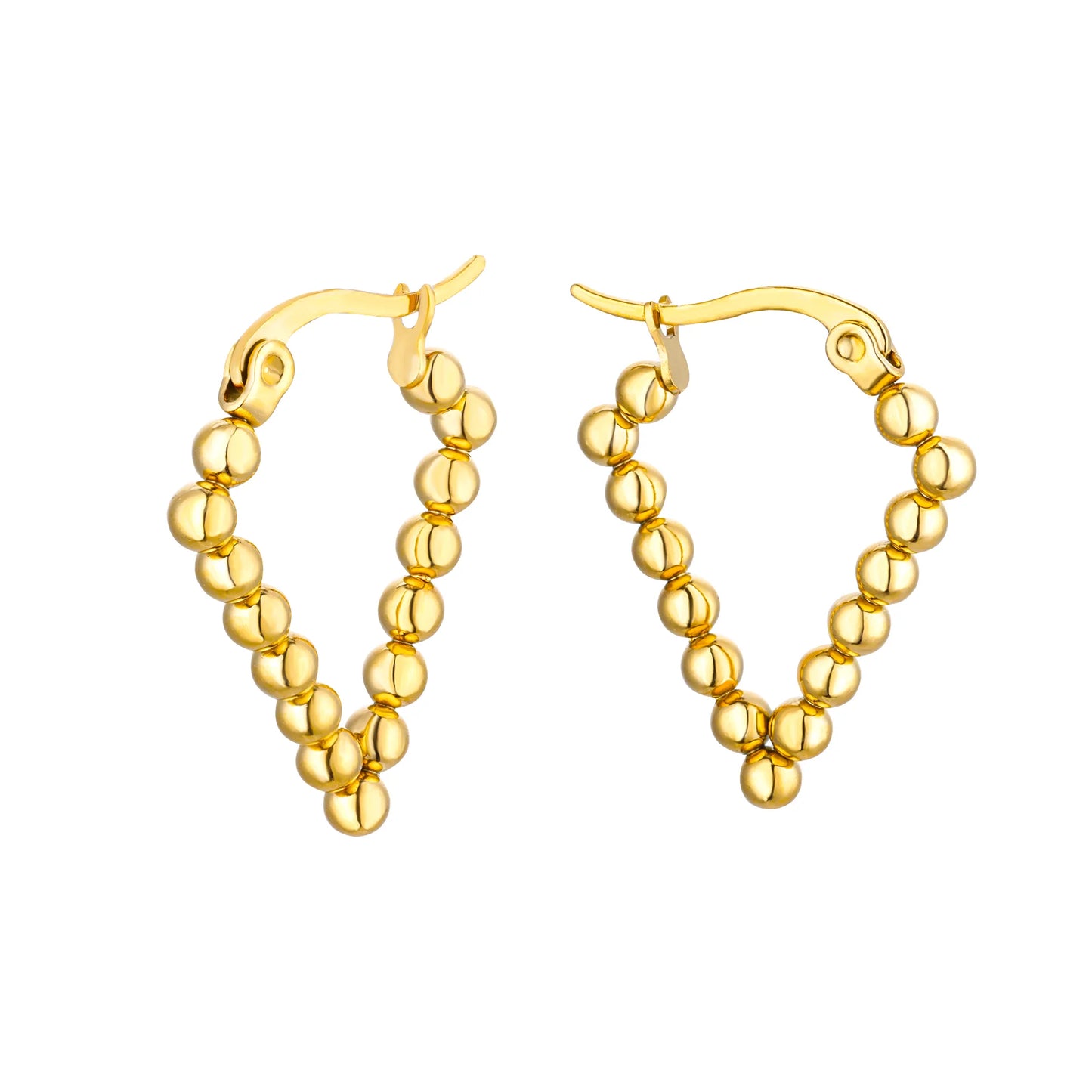 Party Girl, Stainless Steel 18K Gold Plated V 3D Design Vacuum Electroplated Earrings