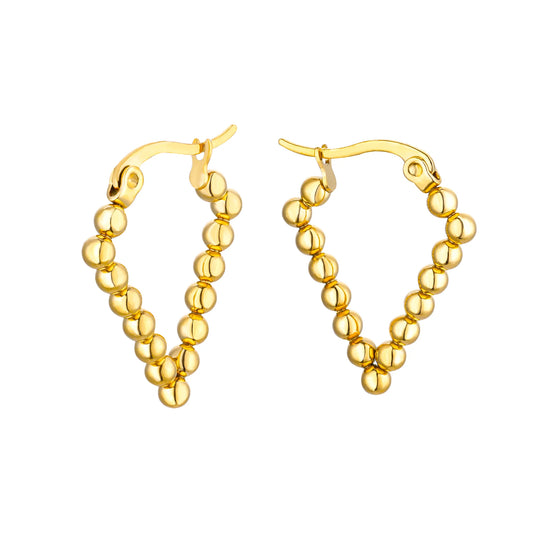 Party Girl, Stainless Steel 18K Gold Plated V 3D Design Vacuum Electroplated Earrings