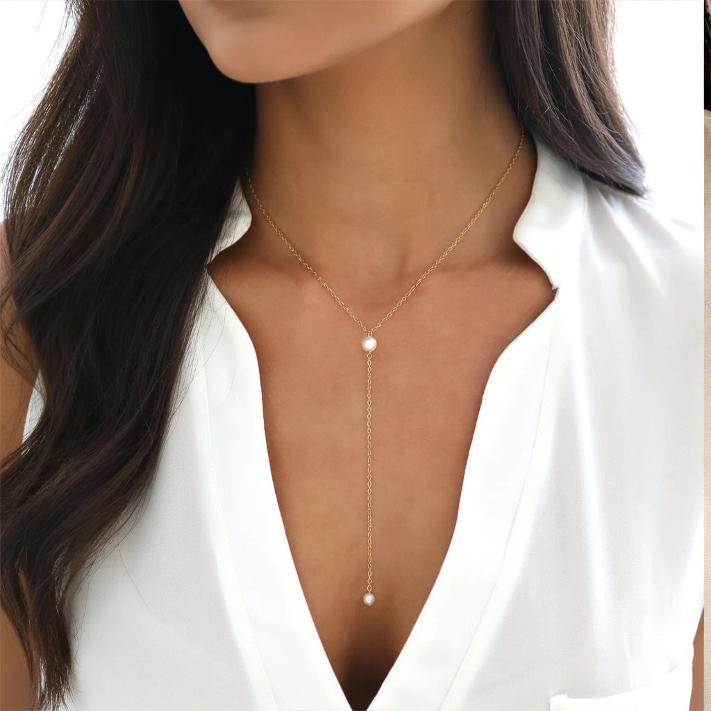 Rosalind, PVD Coated 14K Silver Gold Plated Solid Color Stainless Steel Fashion Waterproof Non Tarnish Stainless Steel Necklace