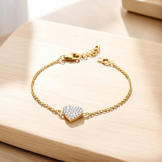 High Fashion Cubic Zirconia Heart Shape Chain Necklace