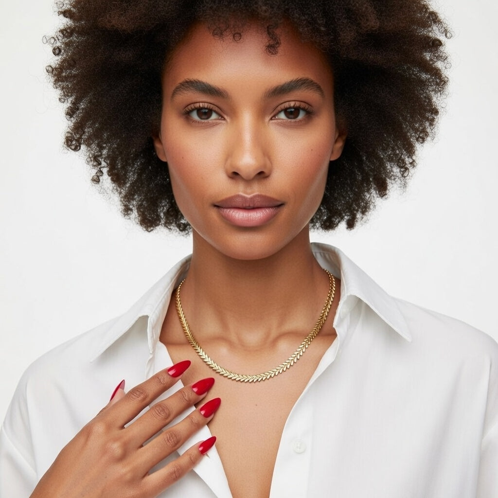 Ginger, Real Gold Plated 18K Gold Hearts Stainless Steel Waterproof Non Tarnish Choker Necklace