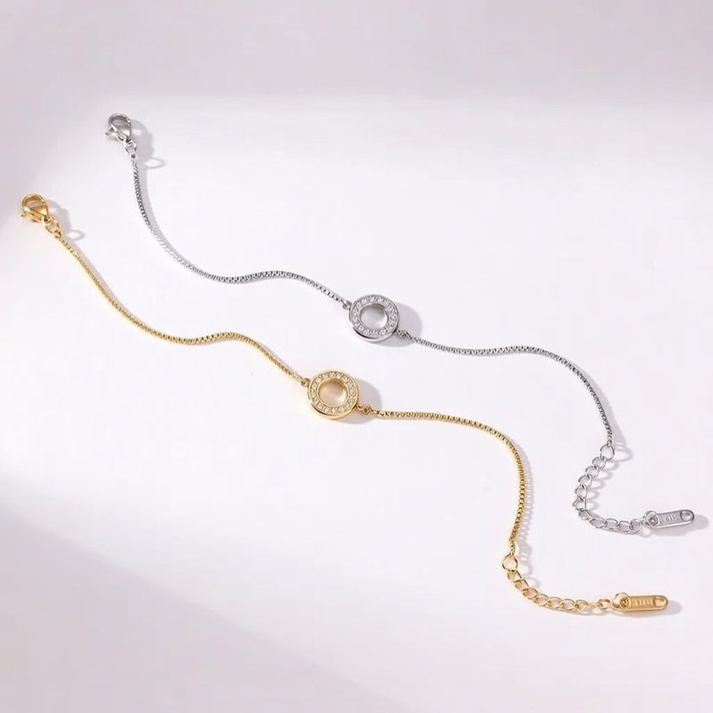 Ivanka 16K Gold Platinum Real White Gold Plated Round Bracelet (GOLD)