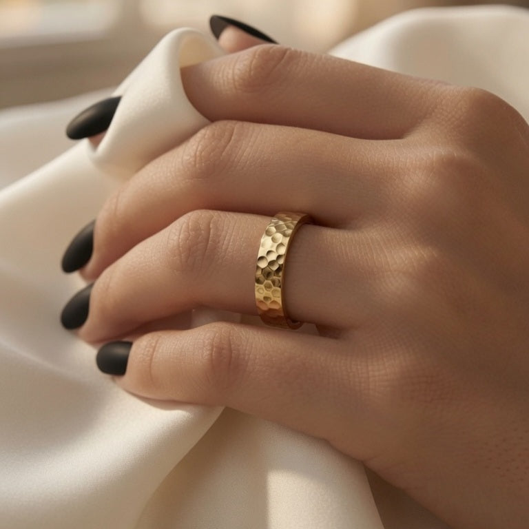 Nagina, 18K gold plated Stainless steel  ring, Sized.