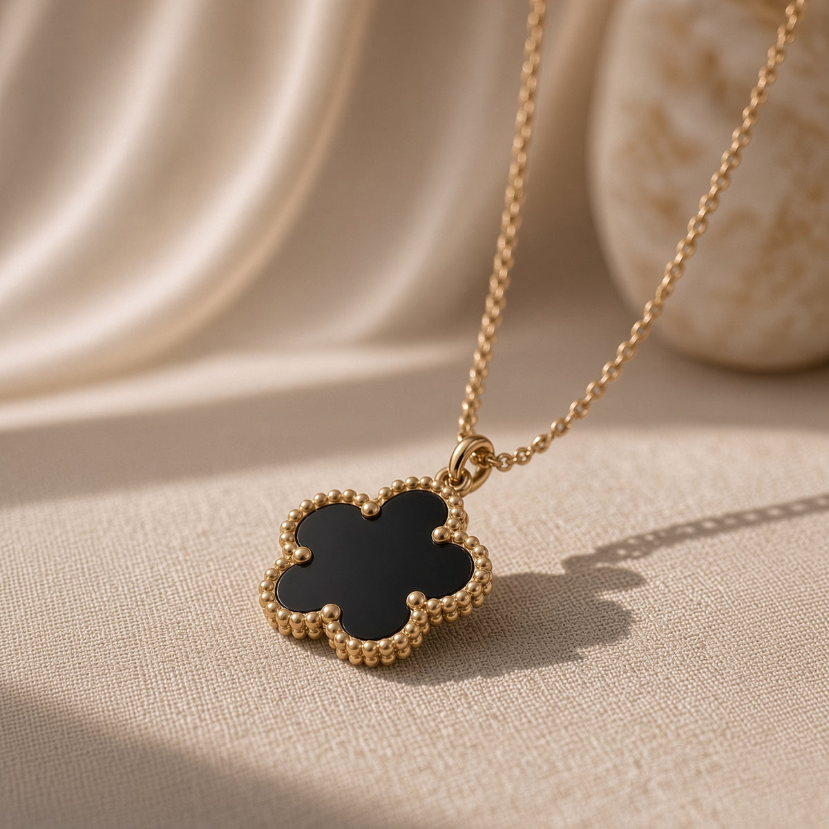 Asha Black Flower Power PVD Gold-Plated Steel Pendant Necklace