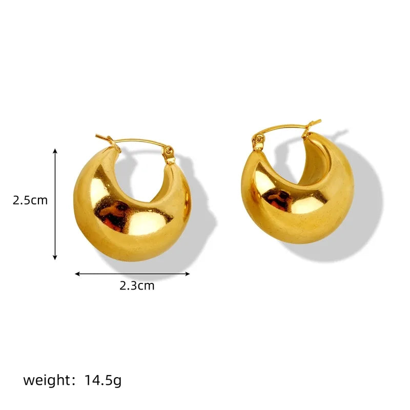 Scarlett, PVD Coated, 18K Gold Plated Solid Gold Color Drop Stainless Steel Retro Earrings