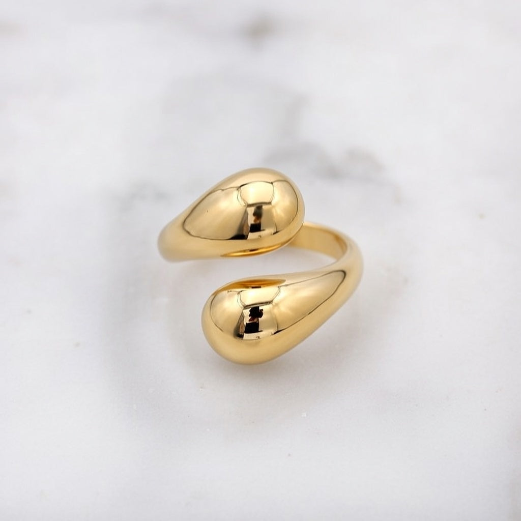 Aerie G, Modern Water Droplets 18K Gold Plated Metal in Gold