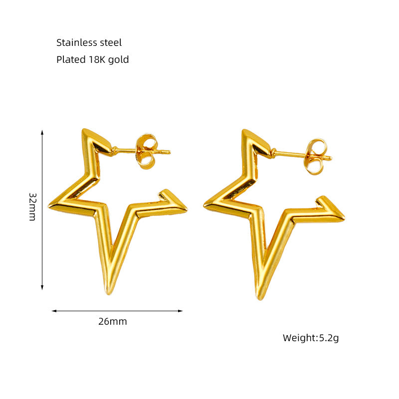 1 Pair Lady Star Style Geometric Plating Titanium Steel Earrings