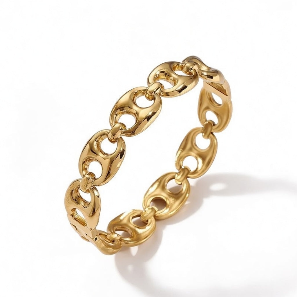 Winnie, Coffee Bean Style Bracelet, Polished Finish Gold Plated For Women