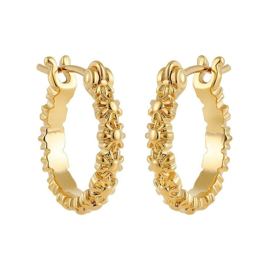 Zelda, Circle Electroplating 18K Real Gold Plated Hoop Earrings 1 Pair