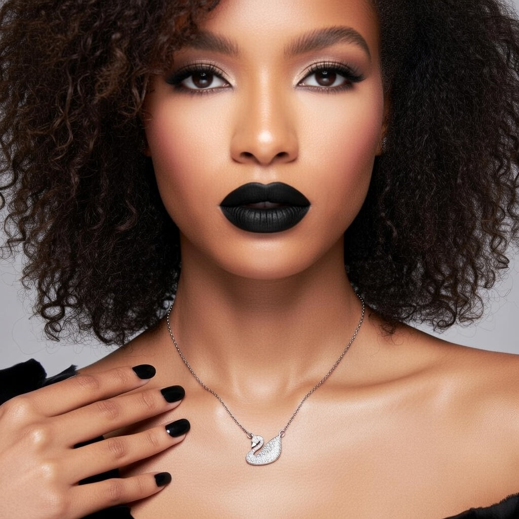 Silver Swan Geometric Titanium Steel 18K Gold Plated Necklaces