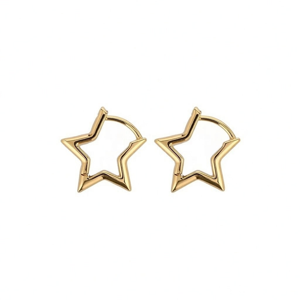 Gold Plated Stainless steel Star earring 1 pair
