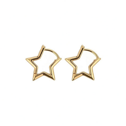 Gold Plated Stainless steel Star earring 1 pair