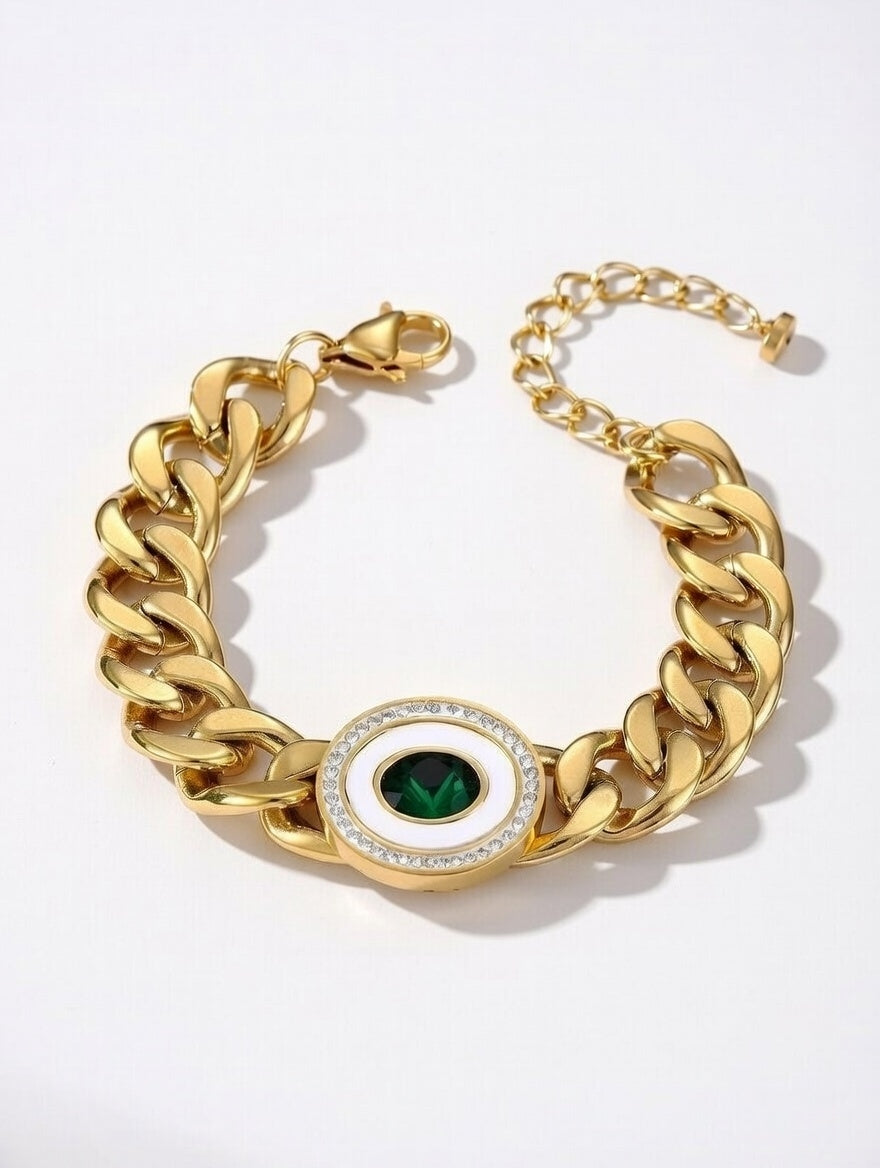 Isabeau, Cuban Link, Titanium Steel gold plated chain bracelet elegant profile unisex