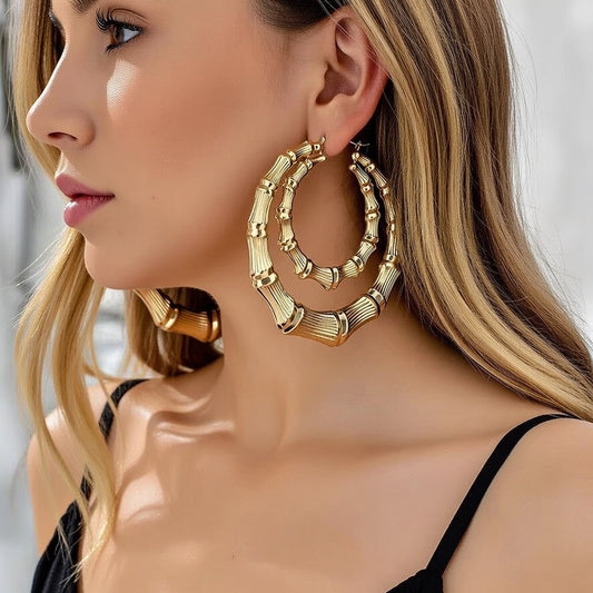 1 Pair Elegant Classic Style Bamboo Joint Plating Alloy Earrings