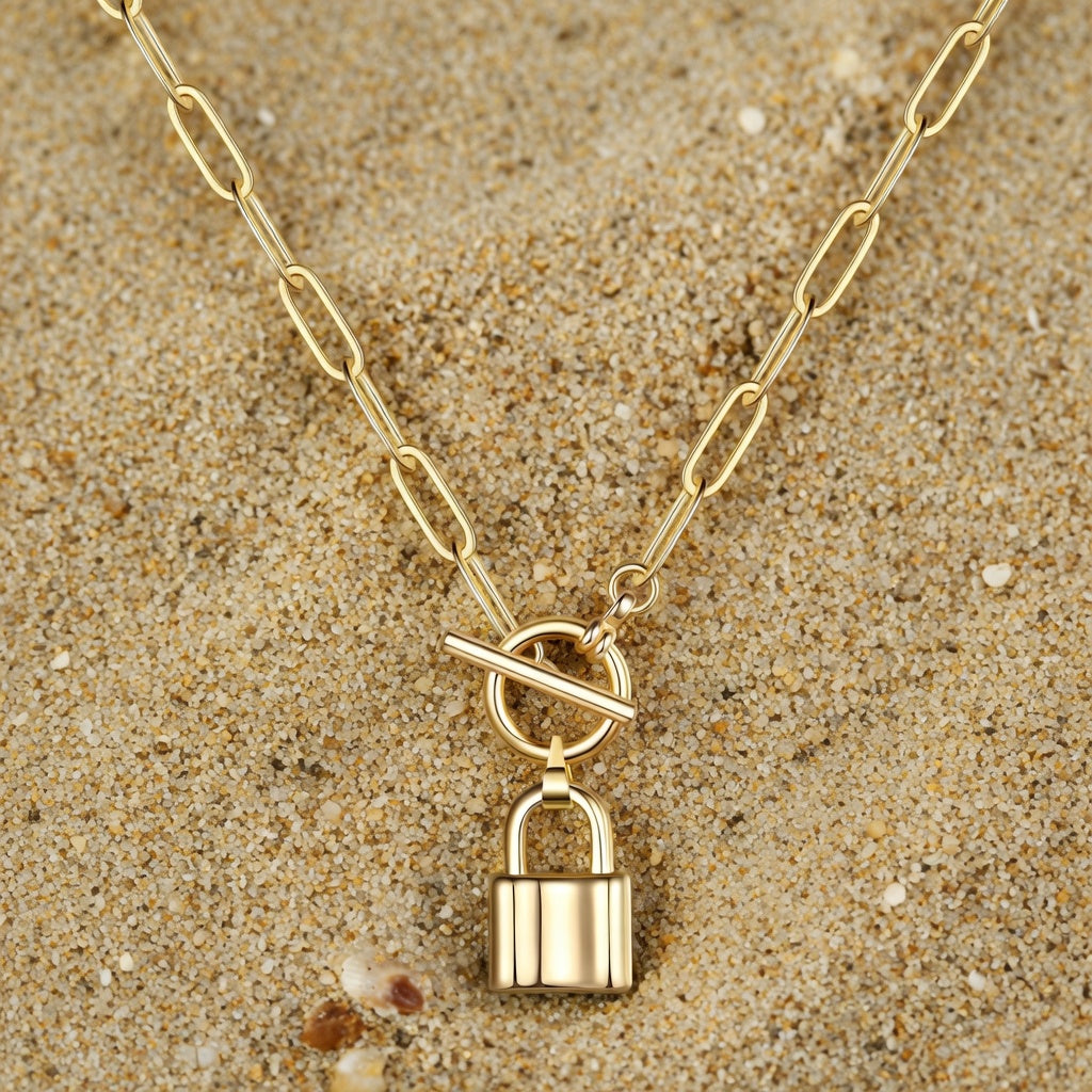 18K gold plated Stainless steel "Lock"