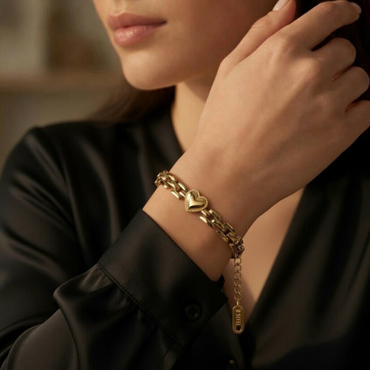 18K gold plated Stainless steel "Heart" bracelet