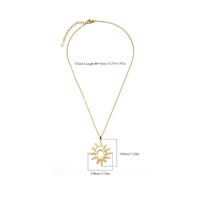 Rosemarie, Gold Plated Stainless Steel Vacuum Electroplating Sun Anti-Allergy O-Chain Pendant Necklace For Women