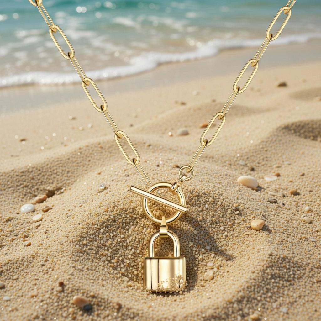 18K gold plated Stainless steel "Lock"